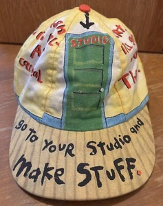 Vintage 90s Fred Babb Go To Your Studio Art To Wear Relaxed Cotton Strapback Hat - Picture 1 of 5