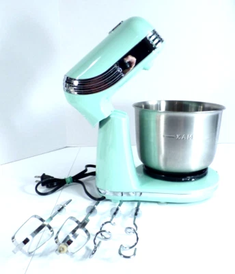 Mezclador eléctrico de pie para tablero con tazón de acero inoxidable de 6 velocidades 2 batidores 2 ganchos para masa Foto 1 de 4