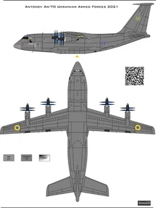 Calcomanía de transporte aéreo ucraniano BSmodelle Antonov An-70 1\144 - Imagen 1 de 2