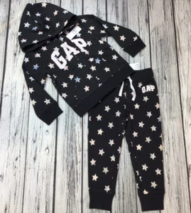 Baby Gap Mädchen 2/2T schwarz & Stern Hoodie Sweatshirt & Jogginghose Outfit.  Neu mit Etikett - Bild 1 von 5