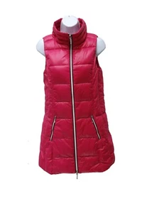 My Anorak Women's Long Puffer Down Vest, Red, S - Picture 1 of 9