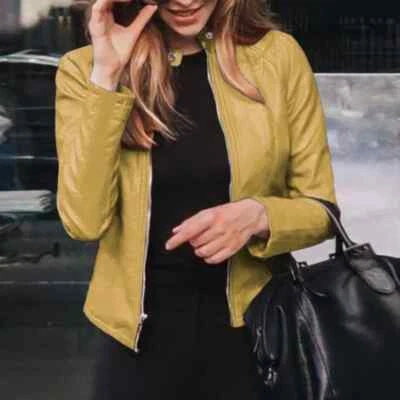 Leather Faux Women's Jacket Women Thin New Moto Biker Zipper BLACK FRIDAY📢🏷️💲 - Image 1 of 4