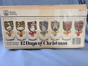 Vintage Anchor Hocking 12 Days of Christmas Replacement Glasses