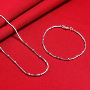 Plata 925 Mujeres Hombres CADENA Bonita Boda Pulsera Collar Joyería Set Lo último Regalo - Imagen 1 de 5