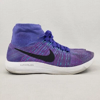Nike Womens LunarEpic Flyknit Size 8 Shoes High Top Purple Blue Sneakers - Image 1 of 4