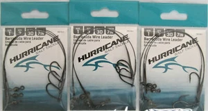 Four (4) Packs 30# Hurricane 7 Inch Barracuda Wire Leaders with Size 1 Hooks - Picture 1 of 1