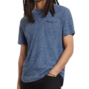 John Varvatos Men's Cooper Sun Bleached Pixelated Screen Print Crew T-Shirt Blue - Picture 1 of 7