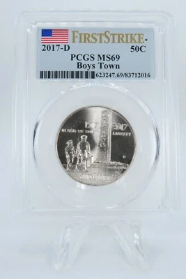 2017-D PCGS MS69 Boys Town Commemorative Clad Half Dollar Business Strike 50C - Image 1 of 2