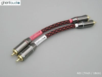 GHENTAUDIO A01(18cm 7inch) --- Pair(2pcs) Canare L-4E6S Star Quad HIFI RCA Audio Cables