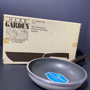 Pan à sauter vintage 1984 Herb Garden 7,5 pouces antiadhésif avec blanc Silverstone neuf dans sa boîte 