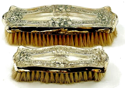 Juego De Colección De 2 Cepillos De Pelo y Ropa WEBSTER Plata De Ley .925 Lote Antiguo Foto 1 de 4