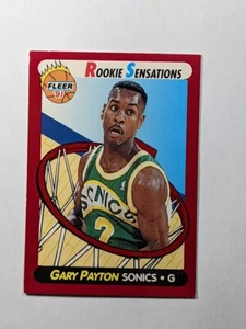 1991-92 FLEER #9 of 10 GARY PAYTON ROOKIE SENSATIONS SEATTLE SUPERSONICS - Picture 1 of 2