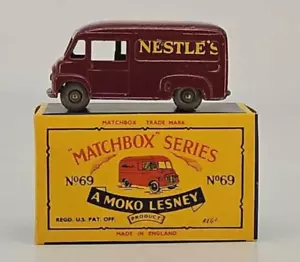 1959 MOKO Lesney Matchbox No.69 NESTLE'S Van ROT Original Box - Bild 1 von 6