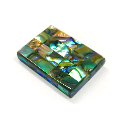 Paua Blocking Rectangle Bead 24mm x 17mm Blue & Green Abalone Polished Drilled - Image 1 of 4