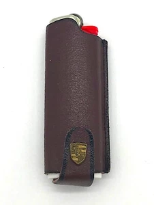 PORSCHE LEATHER ETUI COVER LIGHTER WAPPEN 70ies VINTAGE 911 912 356 OLDTIMER VW - Picture 1 of 6