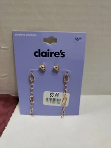 Claire’s Girls 2 Pair Stud/Drop Earrings Cats - Picture 1 of 2
