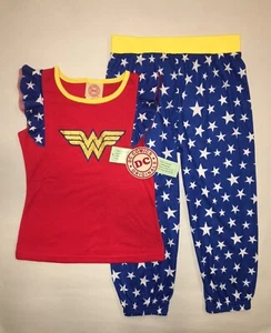 Wonder Woman Pajamas Girls Size 14/16 XL Top Pants Summer Set DC Comics NWT NEW - Picture 1 of 2