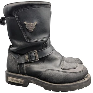 Harley-Davidson Boots Mens Size 11 Black Leather Motorcycle Zip Buckle 95115 - Picture 1 of 8