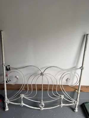 White wrought iron head board. - Image 1 of 2