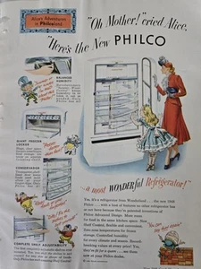 Alicia en el País de las Maravillas Philco Land 1948 refrigerador anuncio vintage - Imagen 1 de 1