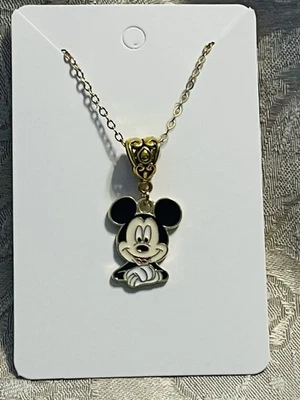 Mickey Big Ear Mouse Esmalte Dije Adorable Oro Ajustable Collar 18” Foto 1 de 2