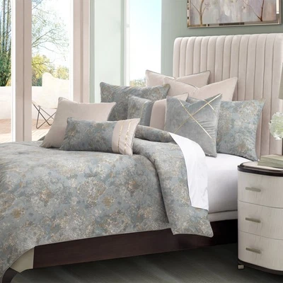 AICO Furniture - Debonair"10pc King Comforter Set"Mist - BCS-KS10-DBAIR-MST - Image 1 of 4