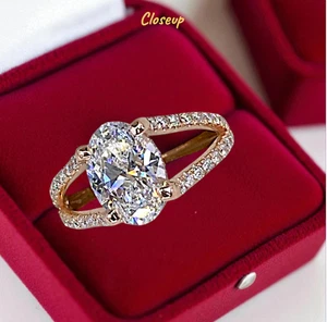 IGI GIA Certified Lab Grown Diamond Wedding Ring 2.60 Ct Oval Cut 18K Rose Gold - Picture 1 of 13