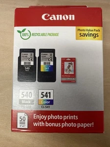(O) Canon Photo Value Pack, 540 & 541 Ink Cartridges, 50pk Photo Paper, New, BD - Picture 1 of 4