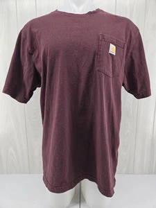 Carhartt Classic Logo Pocket T Shirt Adult Large Tall Loose Fit Maroon Red Mens - Picture 1 of 11