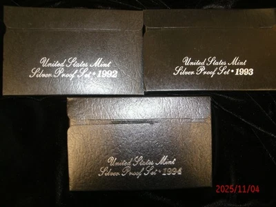  US MINT SILVER PROOF SETS: 1992, 1993, & 1994 With OGP & COA - Image 1 of 4