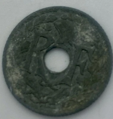 Segunda Guerra Mundial Francia, 20 Céntimos, Lindauer, 1945, París, Zinc, EF, Gadoury: 324 Dije Moneda Foto 1 de 4