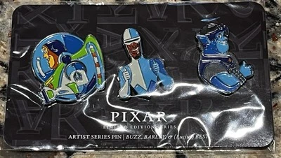 Conjunto de broches Lucius Frozone Barley & Buzz Lightyear edição limitada caixa de saque Pixar - Imagem 1 de 4