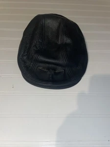 Vintage Harley Davidson Leather Newsboy Cabbie Hat Cap L/XL brown  Embroidered - Picture 1 of 11