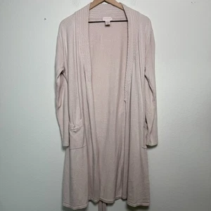 Cabernet Damen Kaschmir Seide Morgenmantel Medium Rosa Lounge Freizeit Kuschelig Zopfmuster - Bild 1 von 7