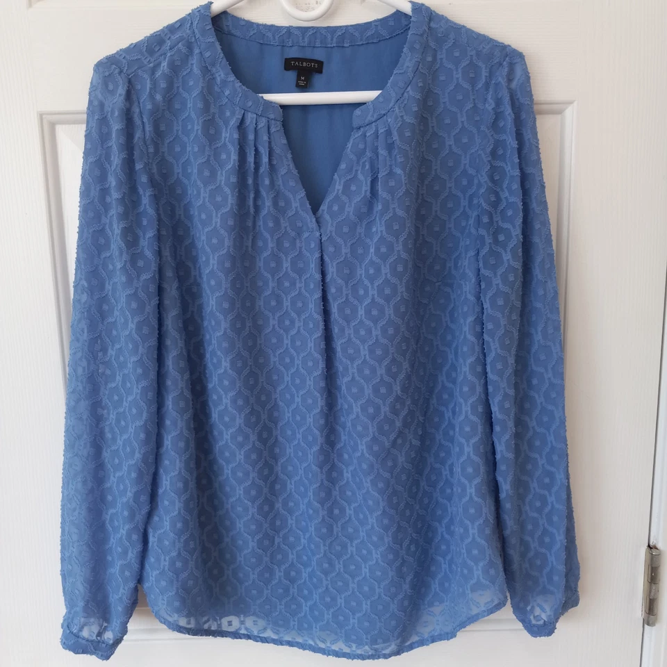 TALBOTS Women's Blue Lined Polyester Casual Career Everyday Top Size M - Image 1 of 4