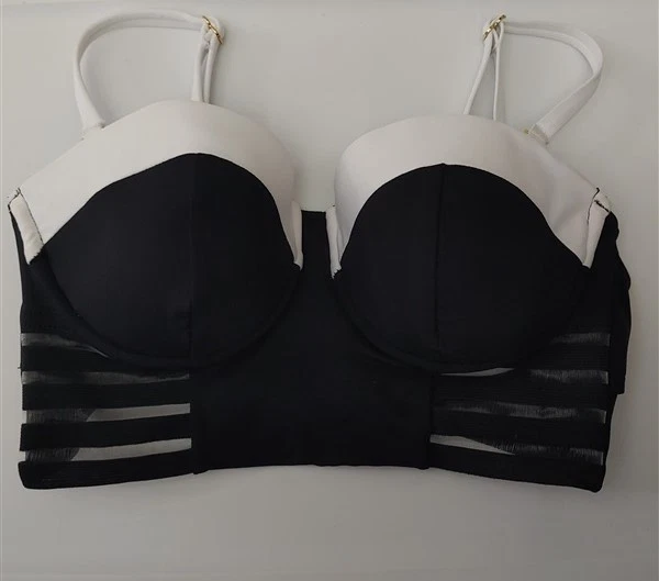 Blusa de banho Kenneth Cole Stompin Stiletto's preta e branca pequena #93070 nova sem etiquetas - Imagem 1 de 1