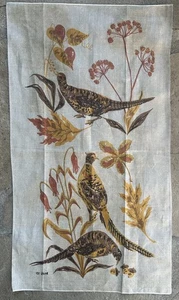 Vintage Vera Neumann Pheasant Tea Towel Rare Made in Czechoslovakia - Picture 1 of 10