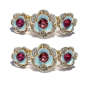 2PCS Small Floral Hair Barrettes with Rhinestones Rose Hair Clips for Women G... - Picture 1 of 7