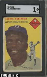 1954 Topps #10 Jackie Robinson Brooklyn Dodgers HOF SGC 1 POOR