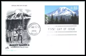 1999 Mt Rainier Airmail Postal Card 55c Sc UXC27 FDC with ArtCraft cachet UA - Picture 1 of 1
