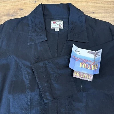 Novo com etiquetas Scully Cantina Collection XXL preto bordado algodão manga 3/4 PSL-063 - Imagem 1 de 4