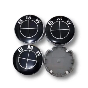 Per BMW 4pcs 68mm Coprimozzi wheel centre caps hubcaps Tutto nero prima del 2019 - Imagen 1 de 4