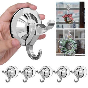 Suction Cup Hooks 5 Pack Reusable Suction Cup Hangers Removable Large Suction... - Picture 1 of 6
