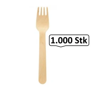 Gabel, Holzgabel Einwegbesteck, 1.000 Stk, gewachst, biologisch abbaubar, 16 cm - Bild 1 von 6