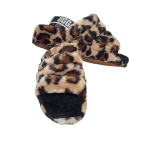 New in Box UGG Fluff Yeah Slide Sandals Women’s 8 Leopard Print Shearling Fuzzy - Picture 1 of 8