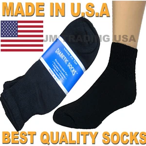 BEST QUALITY 6 pair of Men's black diabetic Ankle socks 10-13 size MADE IN USA - Picture 1 of 6
