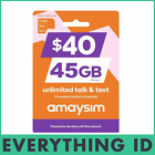 AUSTRALIAN AMAYSIM $40 PREPAID MULTI FIT SIM CARD PACK 3G 4G STANDARD NANO MICRO