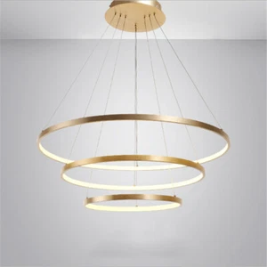 Modern Gold LED Ceiling Lamp Adjustable Circular Ring Chandelier Pendant Light - Picture 1 of 8