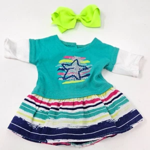 ¡Qué muñeca! Vestido estrella y moño para muñeca de 18" ¡se adapta a American Girl! - Imagen 1 de 5