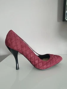 Enzo Angiolini Size 6 Akraz Dark Red Pointy Quilted Suede Leather Pumps Heels - Picture 1 of 8